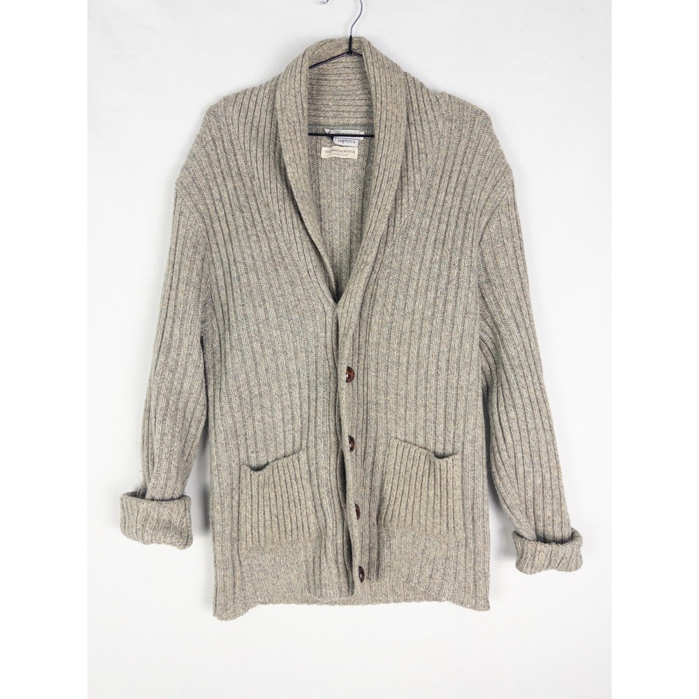 VTG Daytons Marlborough Collection Cardigan Womens M Wool Blend Gray Shawl Neck‎